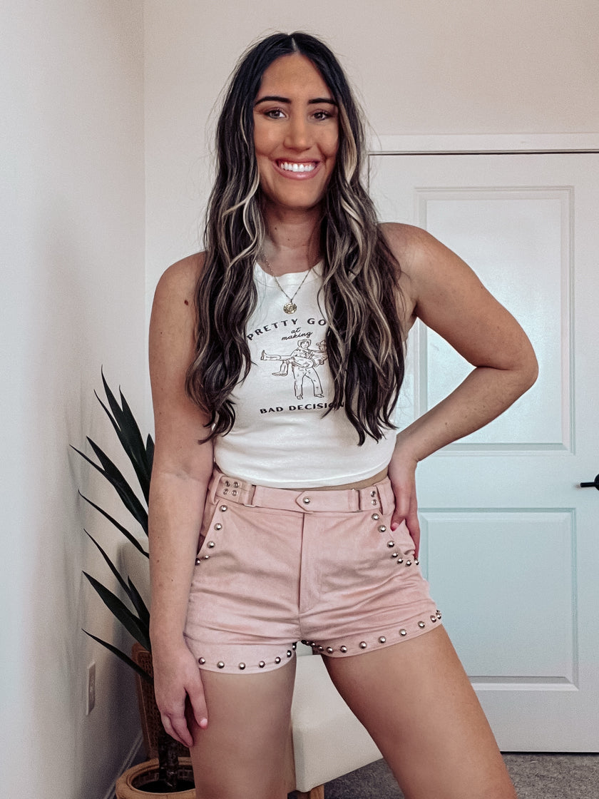 CHOOSIN' TEXAS STUDDED SHORTS