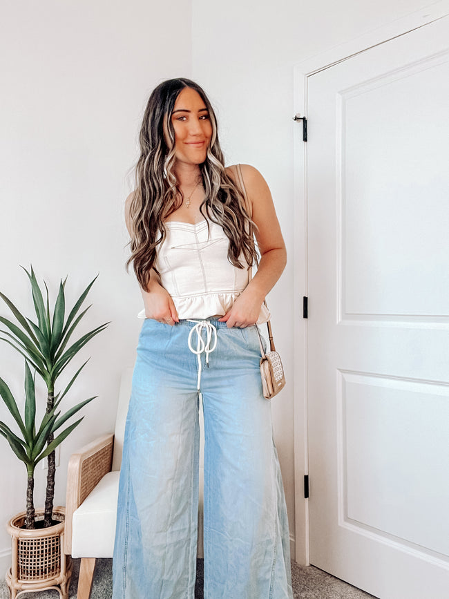 SOHO SPRING DENIM WIDE LEG PANTS