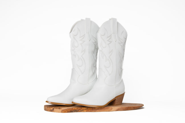 SADDLEBORN SHORT COWBOY BOOT - WHITE
