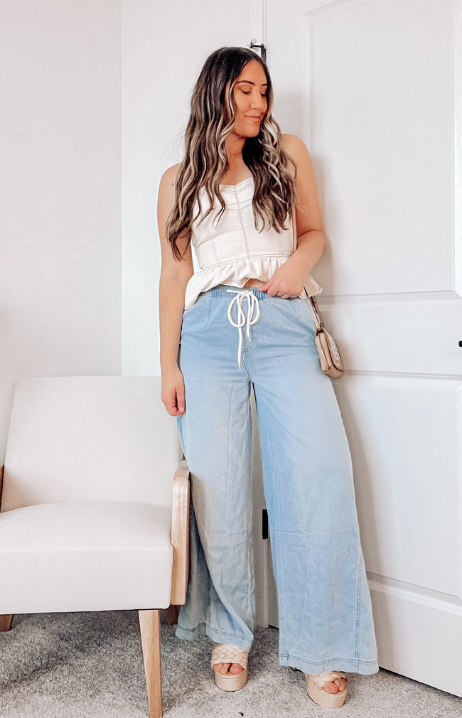 SOHO SPRING DENIM WIDE LEG PANTS