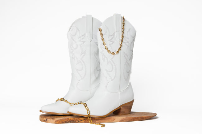 SADDLEBORN SHORT COWBOY BOOT - WHITE
