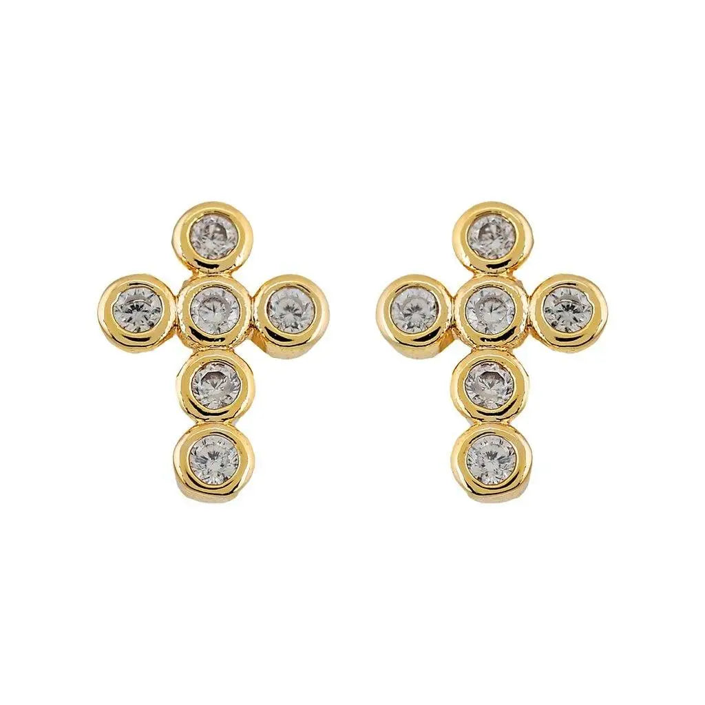 RADIANT MINI CROSS EARRINGS