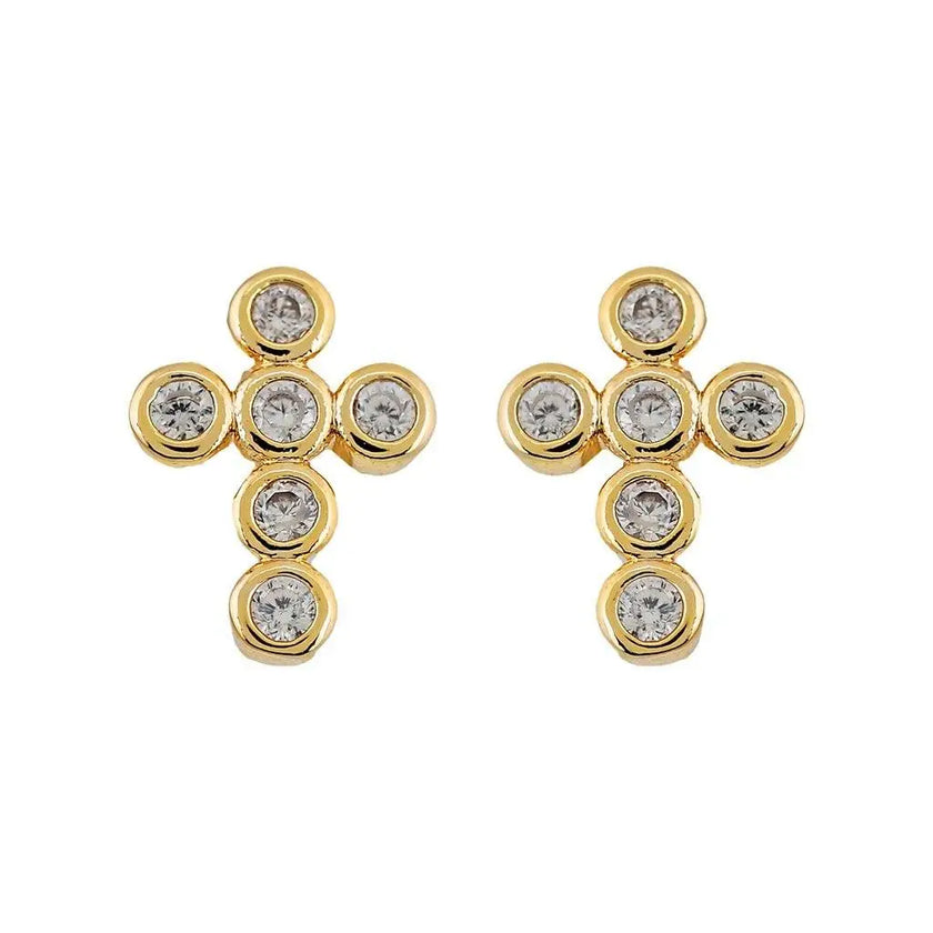 RADIANT MINI CROSS EARRINGS